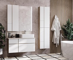 Акватон Мебель для ванной Мишель 100 с гранитной столешницей дуб эндгрейн/белый – фотография-2